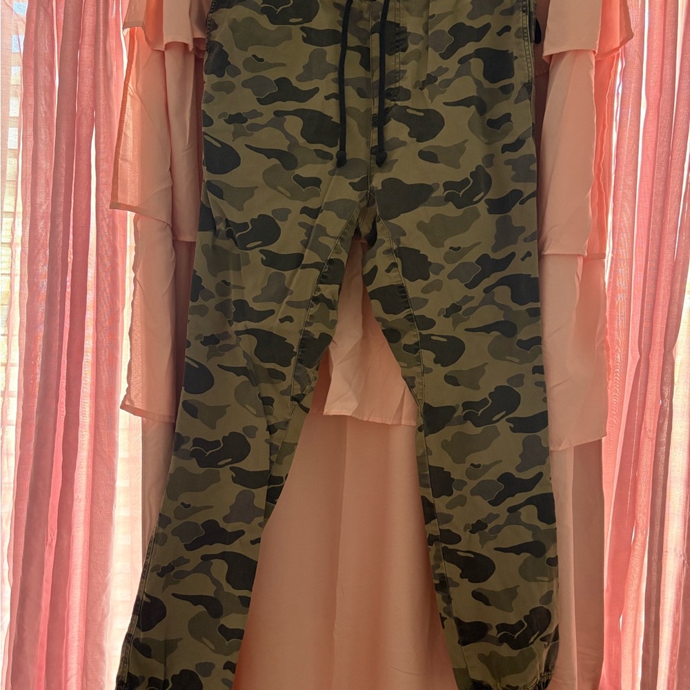 Divided Green and Brown Camouflage Track Pants